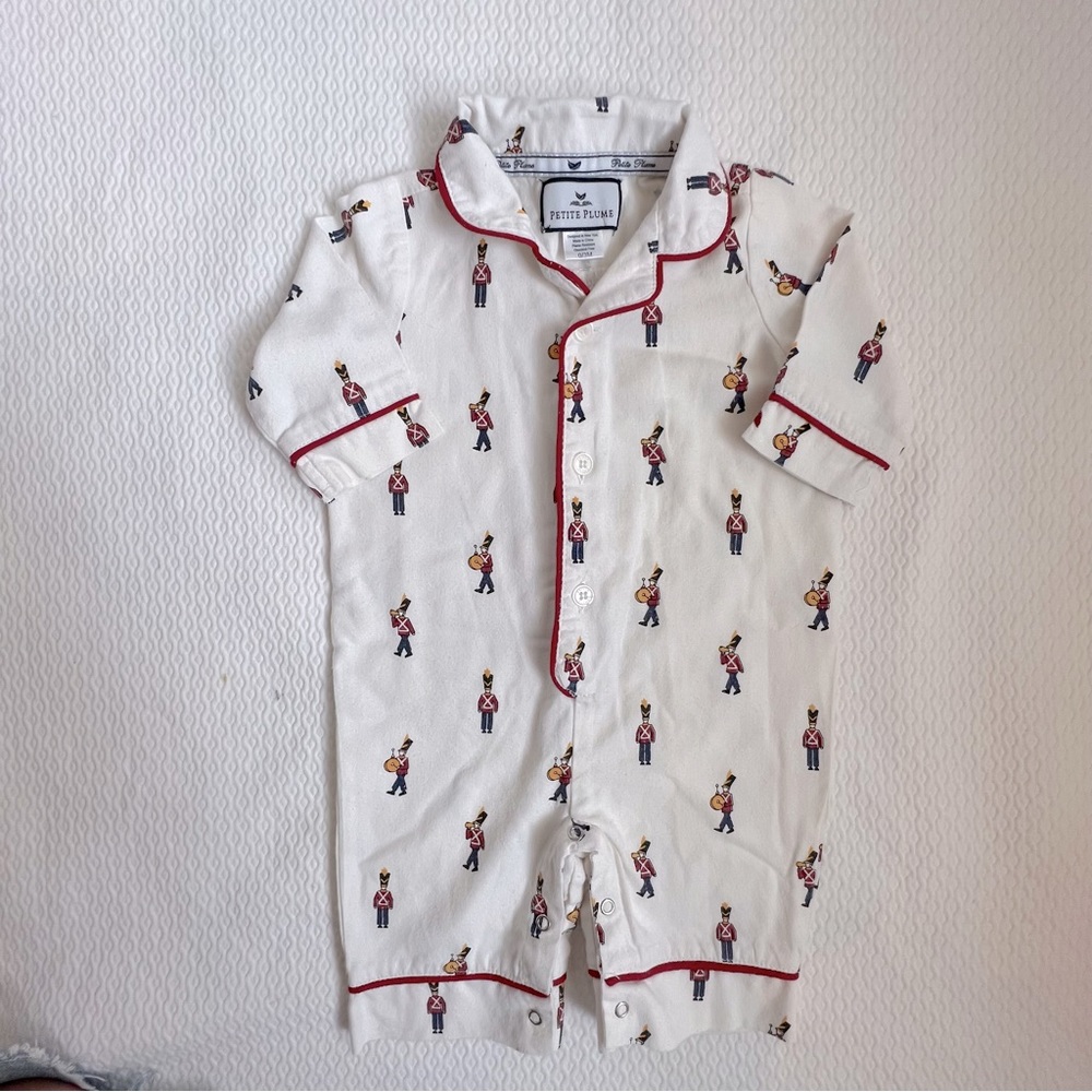 Petite Plume Romper Soldier Pajamas, 0-3M
